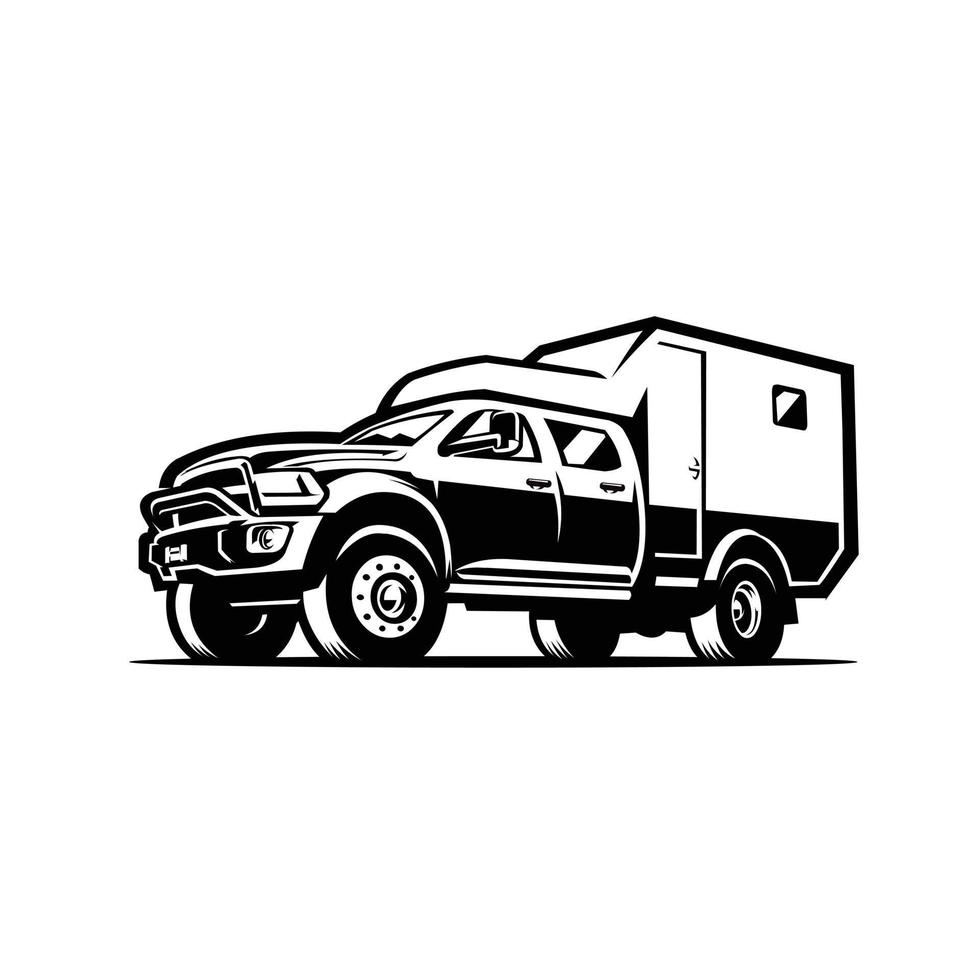 Premium camper truck overland silhouette vector isolated