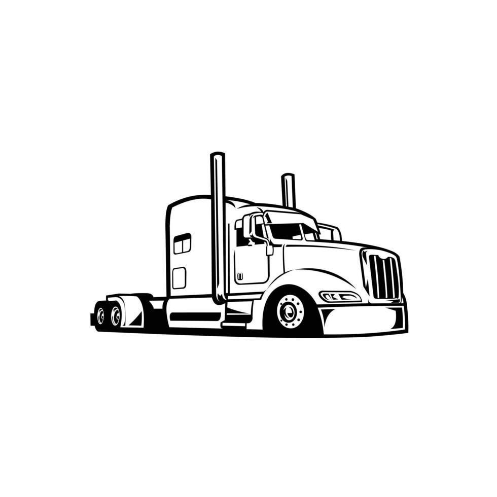 Premium Semi truck freight 18 wheeler sleeper vector silhouette illustration