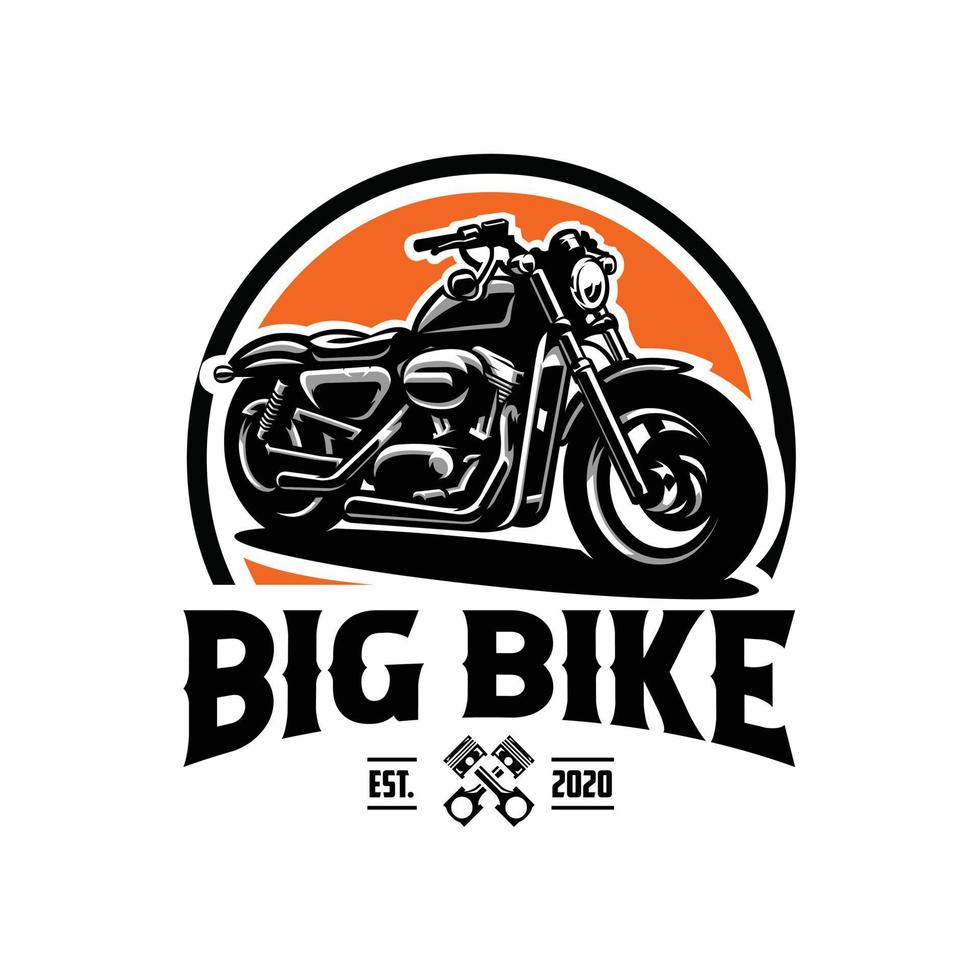 Big bike motorcycle club emblem circle logo label template. Best for motorbike club logo design vector