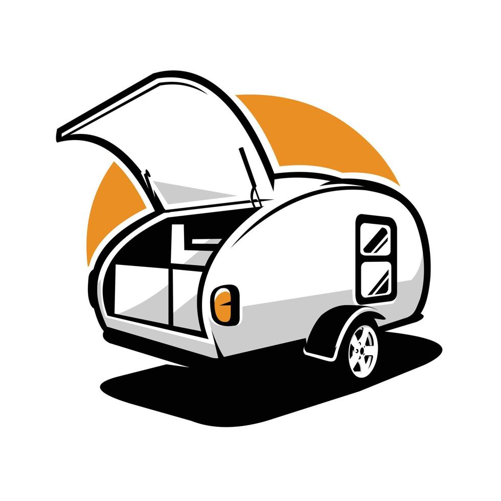 Caravan illustration vector isolated. Best for camper and outdoor related industry