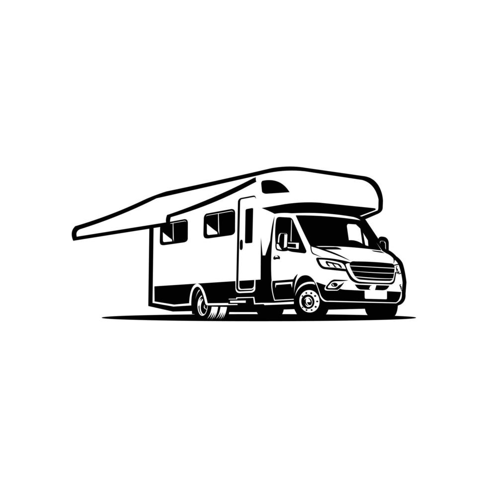 Premium campervan silhouette vector isolated in white background. Best for campervan related industry