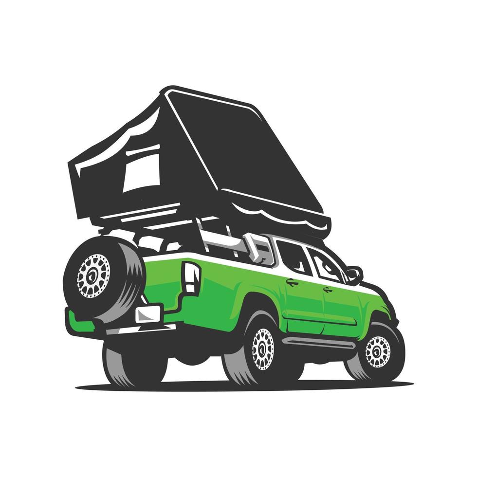 Premium camper truck overland 4x4 silhouette vector image illustration isolated