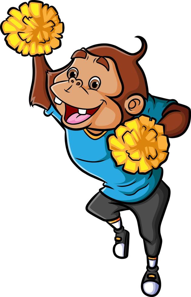 The cute chimpanzee is sporting as the cheerleaders vector