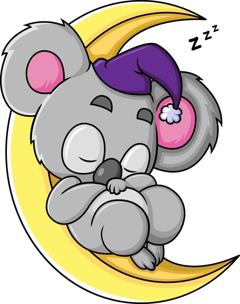The koala is sleeping on the moon and very soundly vector