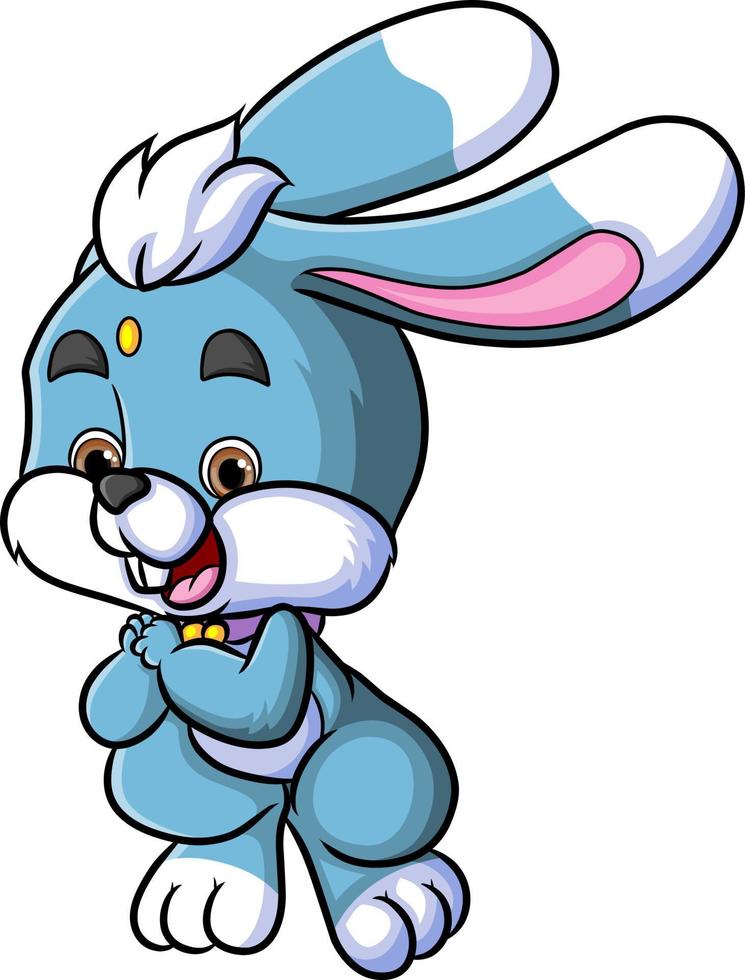 The cute rabbit is jumping with the happy expression vector