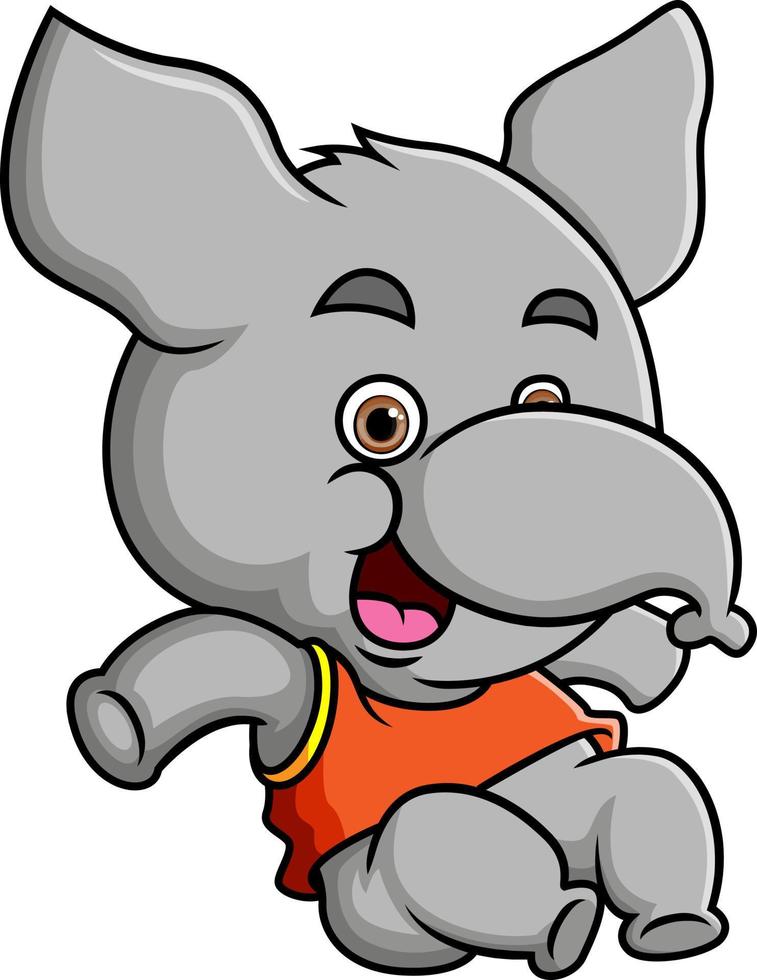 The brave elephant is doing slide while wearing red shirt vector