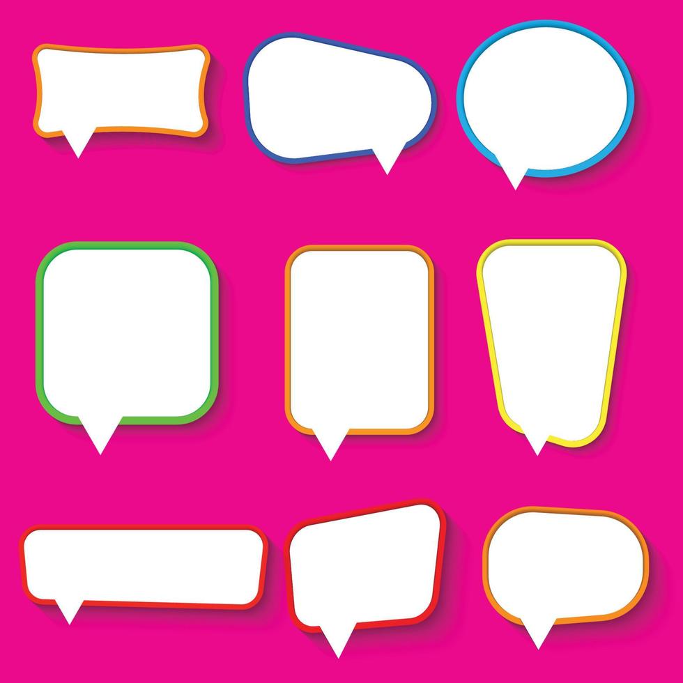 Colorful Speech Bubble Set On Pink Background vector