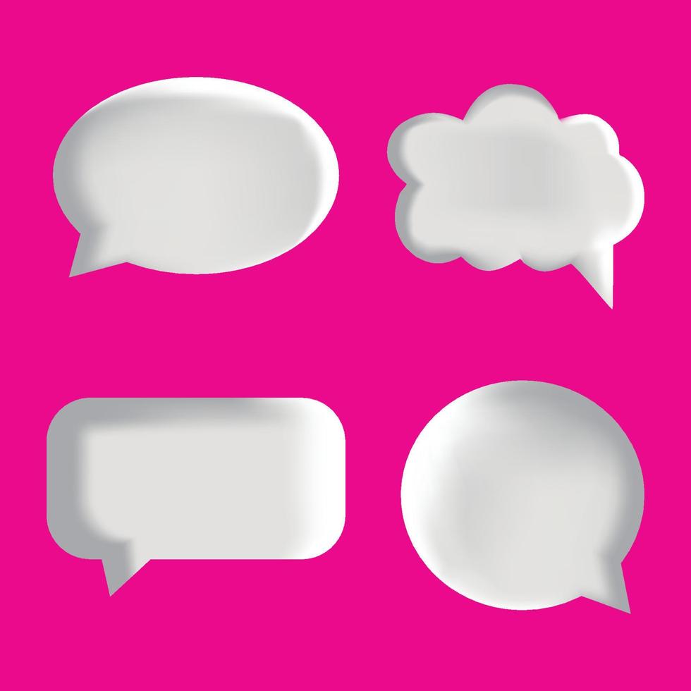 3D White Speech Bubble Set On Pink Background vector