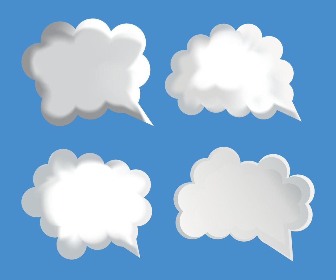 Cloud Speech Bubble Set On Blue Background vector
