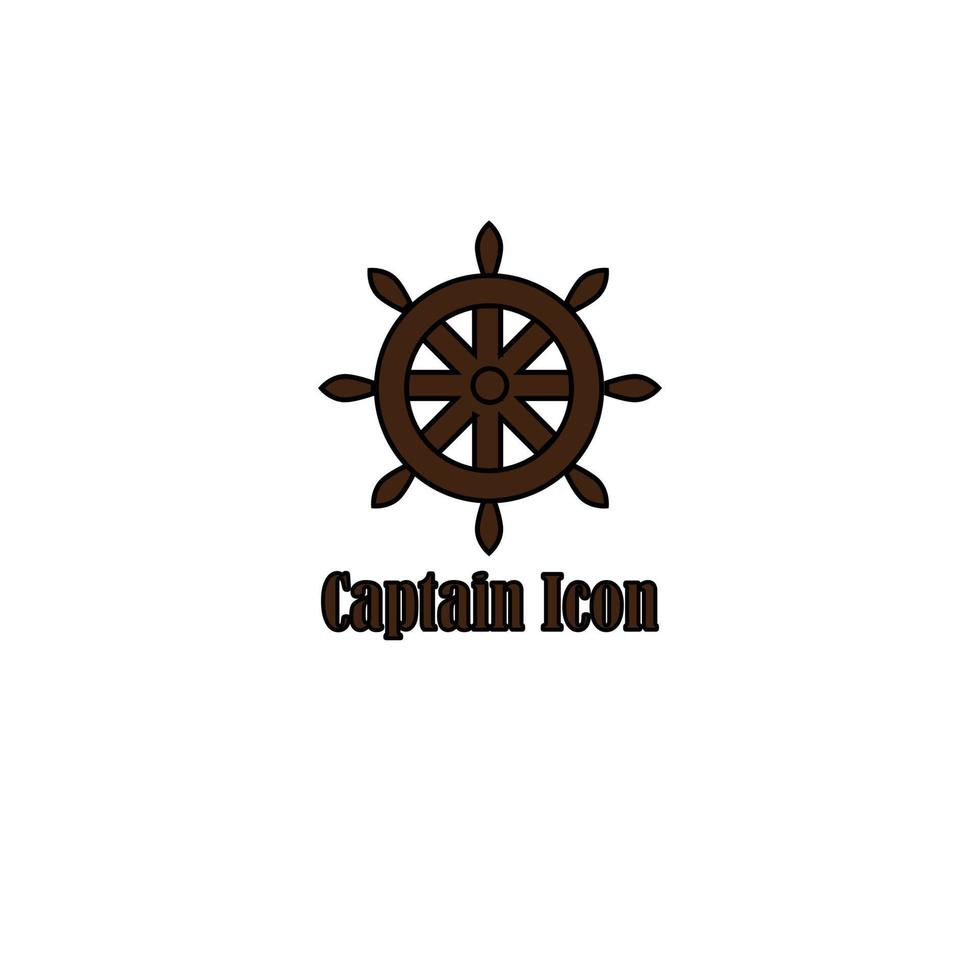 vector de timón para el icono de capitán marinero sobre fondo blanco