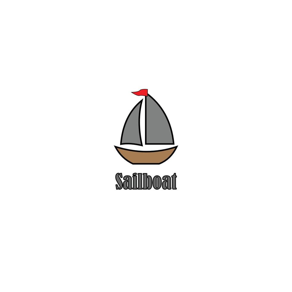 Simple sailing ship vector for icon or logo on white background