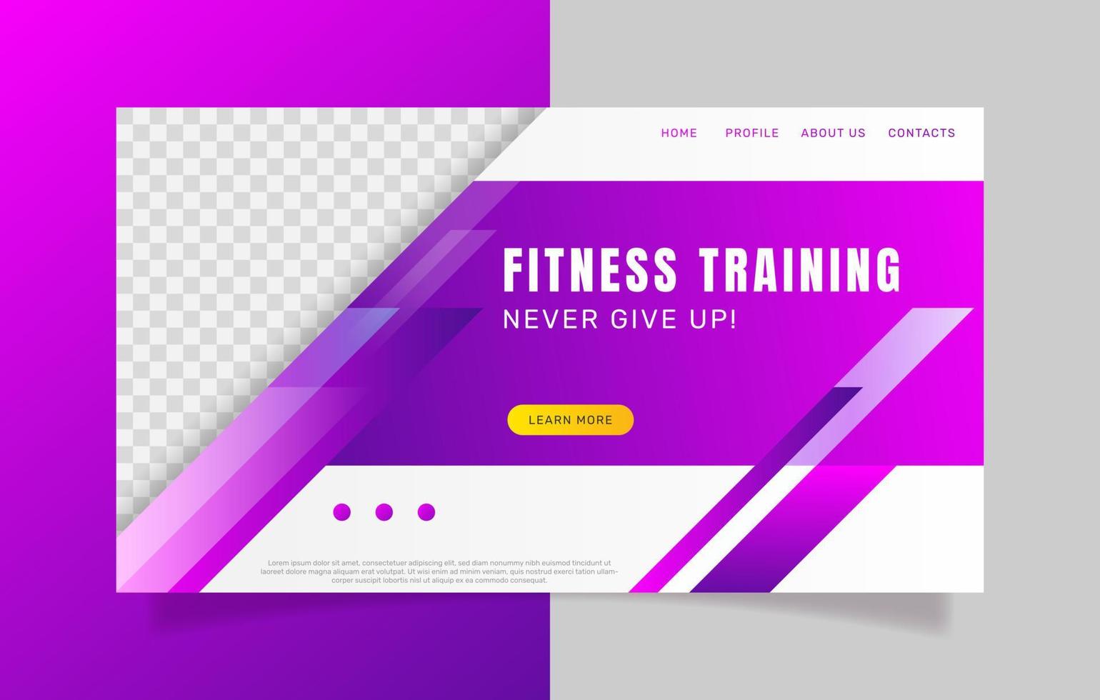 Gradient gym training landing page. - Vector. vector