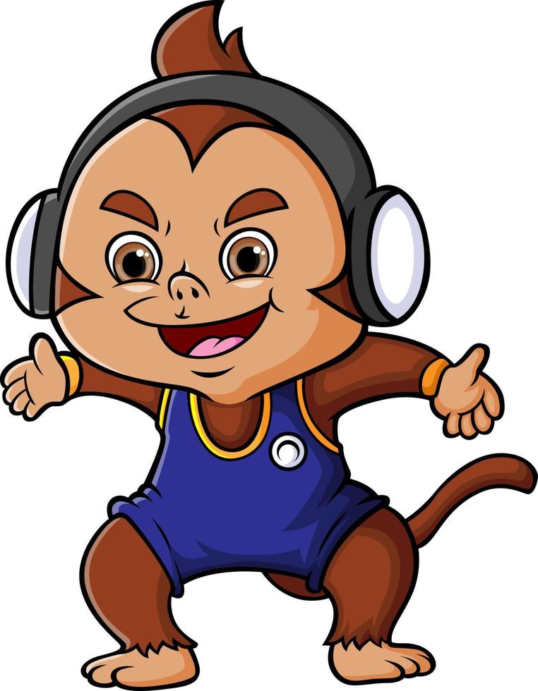 The strong monkey is doing the  wrestling vector