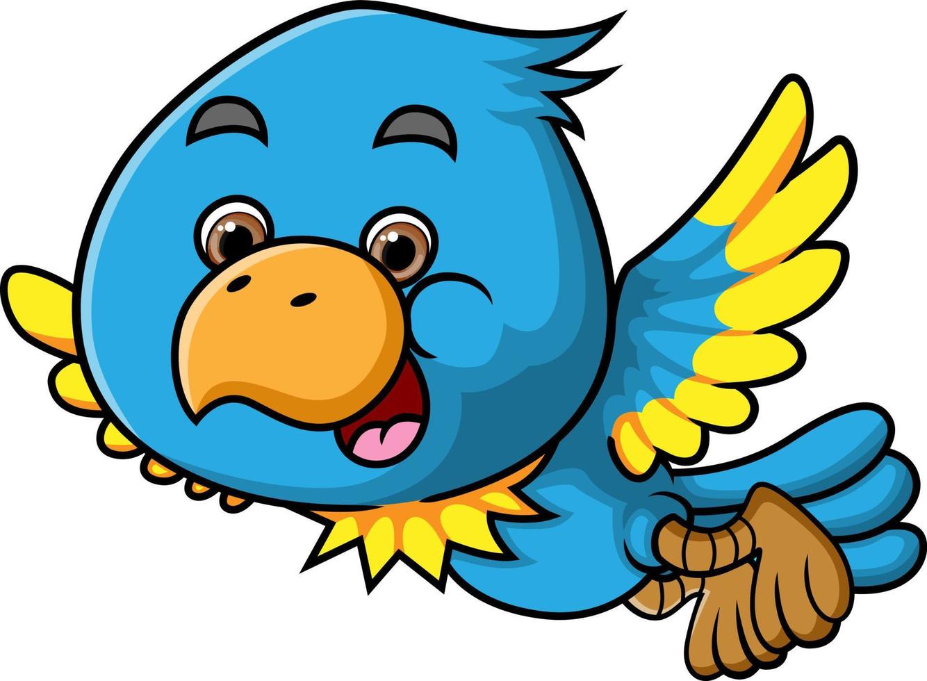 The cute bird is flying in the sky and smiling vector
