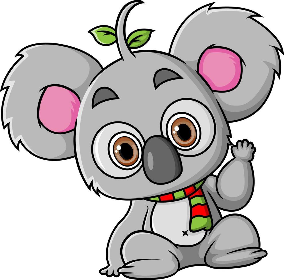 The cute koala is waving hand and saying the greeting vector