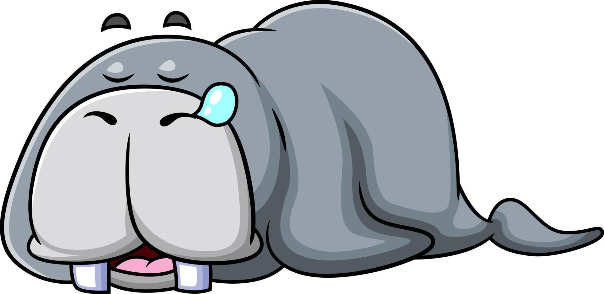 The tired walrus is sleeping and dreaming in the night day vector