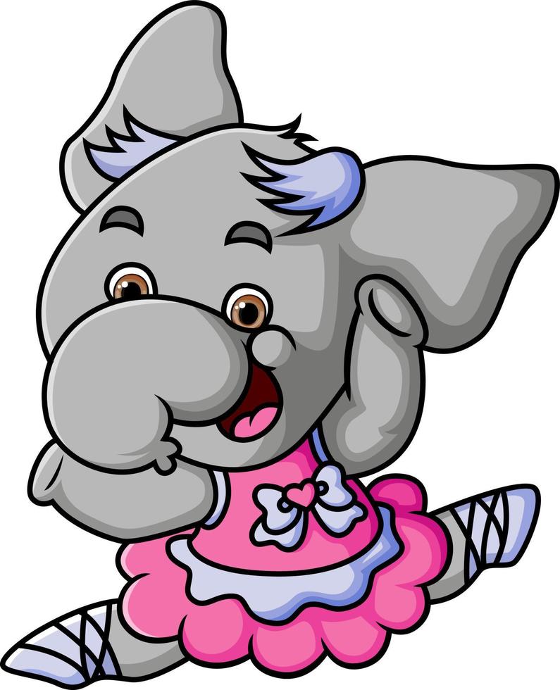 The cute female elephant is doing ballet and jumping vector