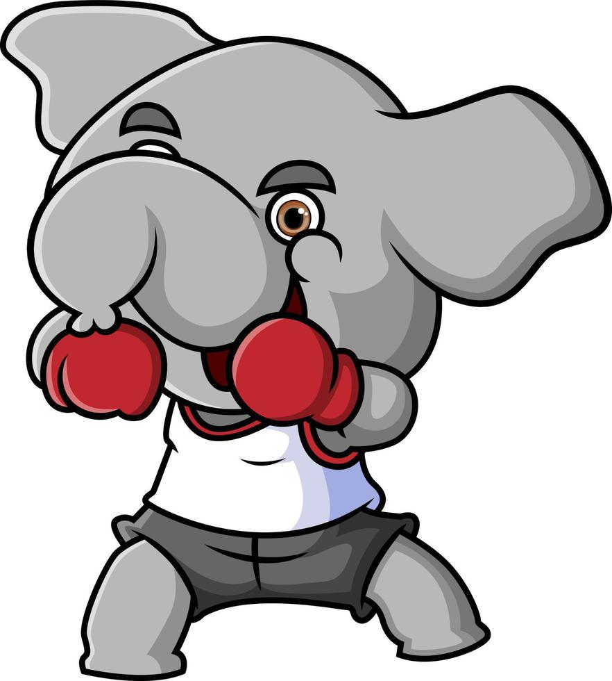 The boxer elephant is boxing and wearing gloves vector