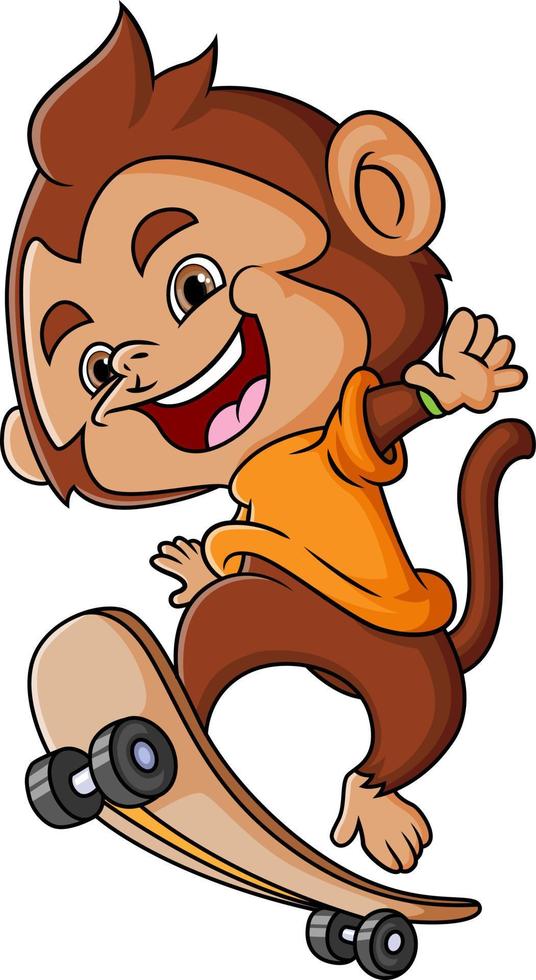The monkey is playing a skateboard and doing some tricks vector