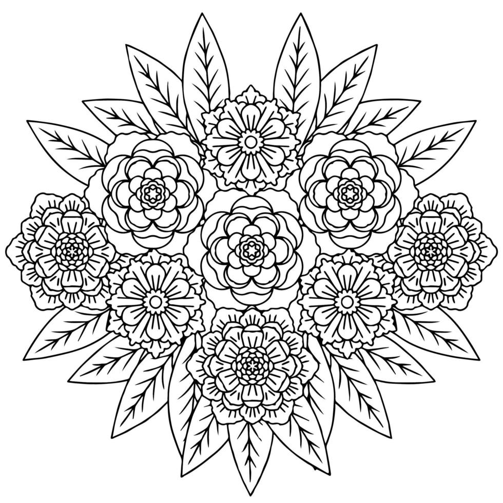 design flower outline element coloring page vector