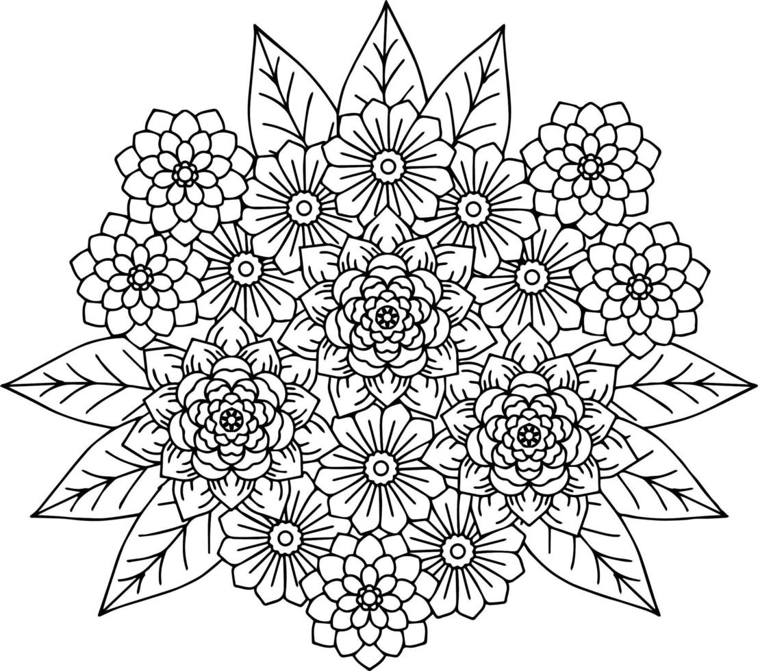 design flower outline element coloring page vector