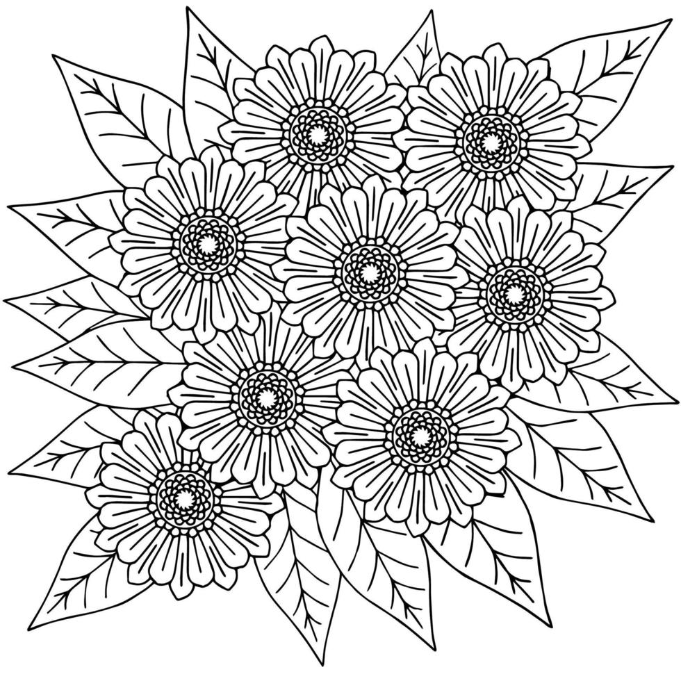diseño flor contorno elemento página para colorear vector