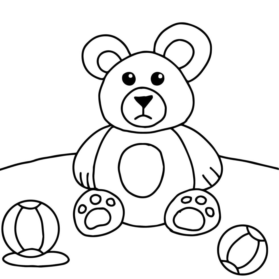 Design Bear Character Outline Coloring Page for Kid vector