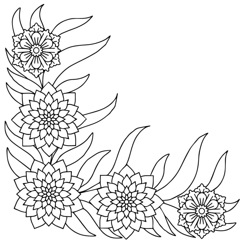 design flower outline element coloring page vector
