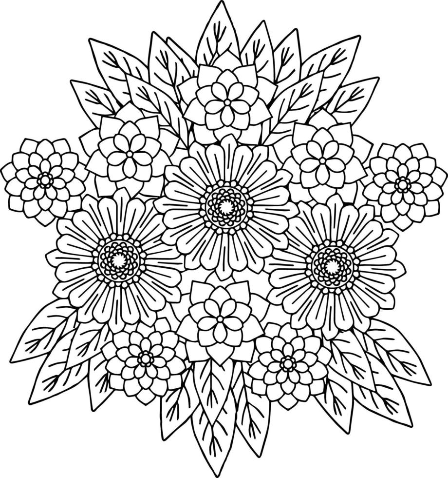 design flower outline element coloring page vector