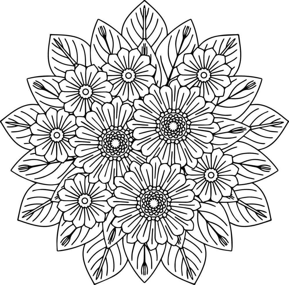 design flower outline element coloring page vector
