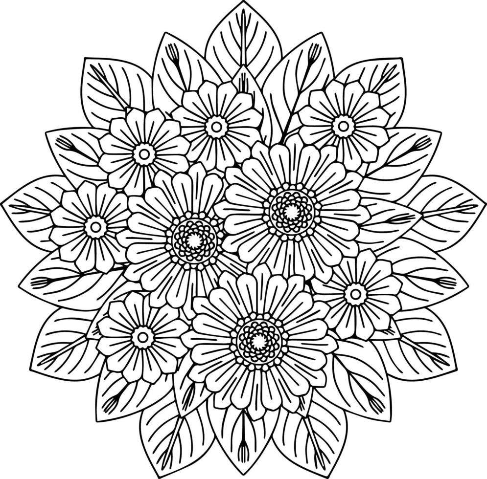 design flower outline element coloring page vector