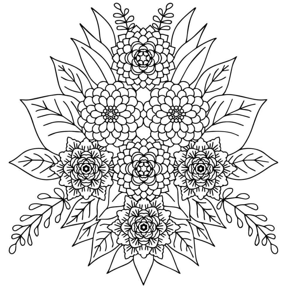 design flower outline element coloring page vector