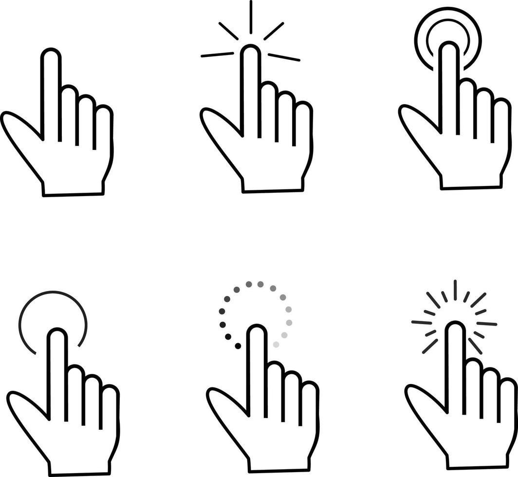 Hand click icon set on white background. vector