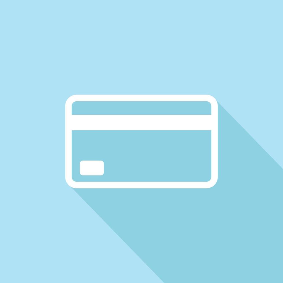 Credit Card with long shadow on blue background. vector