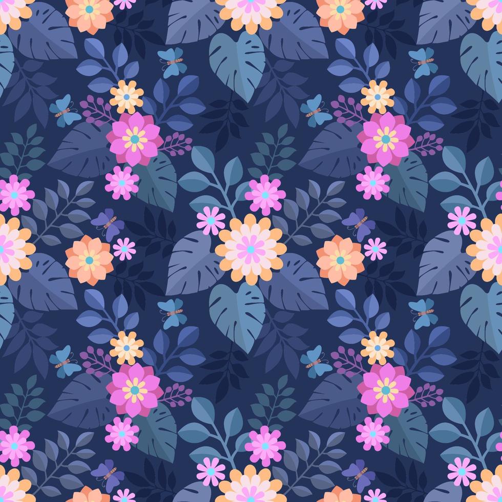 Beautiful modern flowers background seamless pattern. vector