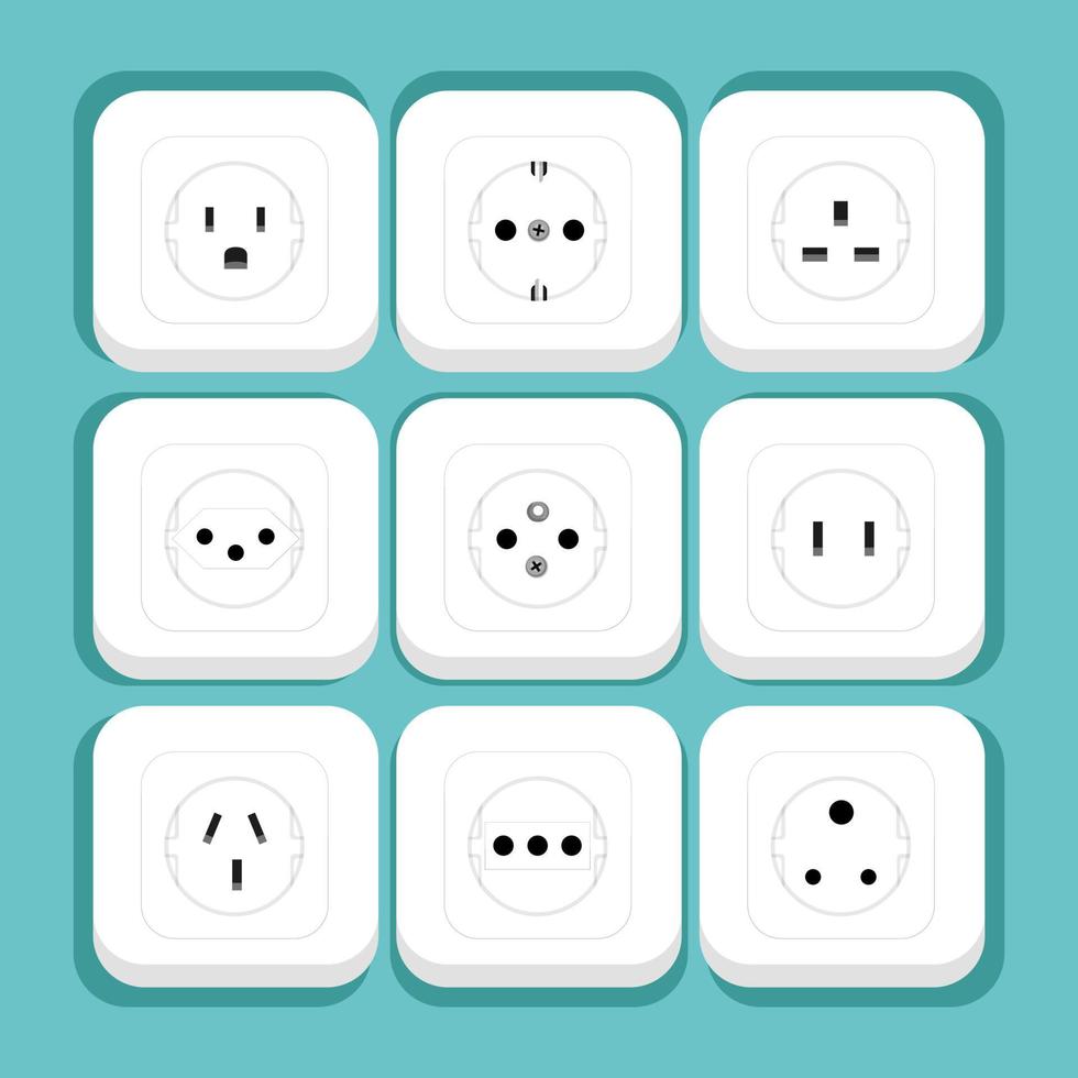 set of electrical outlet on flat background vector