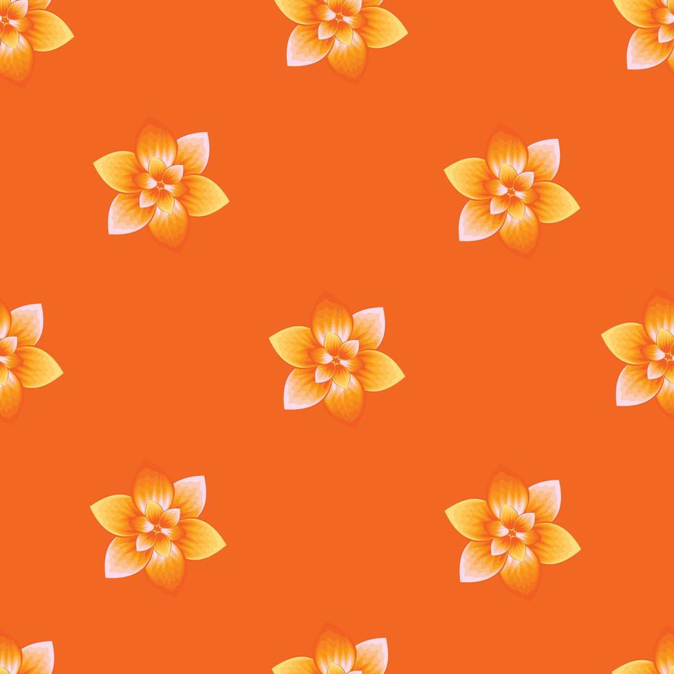 orange delicate background vector  seamless pattern plants with large abstract frangipani flower drawing. endless motif for textile decor and design. floral background