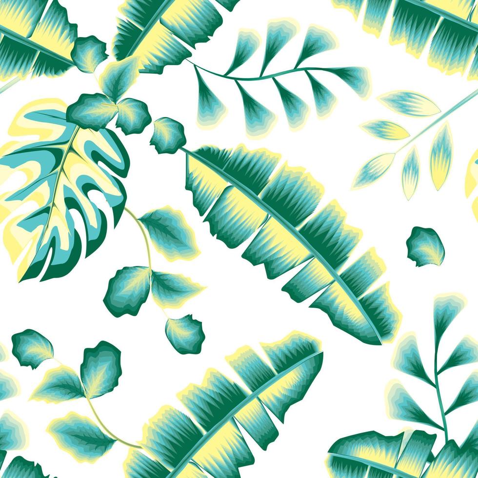 plantas de hojas de plátano de moda con follaje de hojas de monstera patrón tropical sin costuras. textura de patrón tropical con estilo colorido. hermoso patrón de naturaleza de color. trópicos exóticos. fondo de pantalla de verano vector