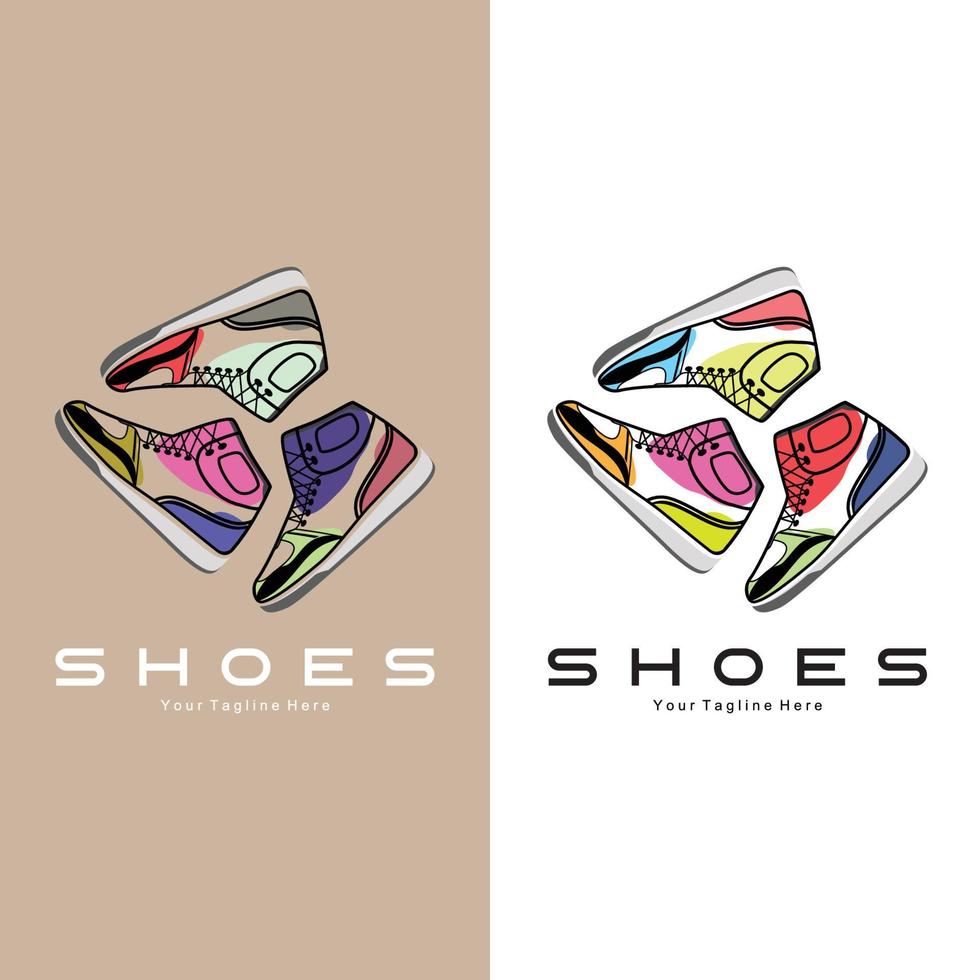 zapatillas de deporte diseño de logotipo, ilustración vectorial de calzado juvenil de tendencia, concepto funky simple vector