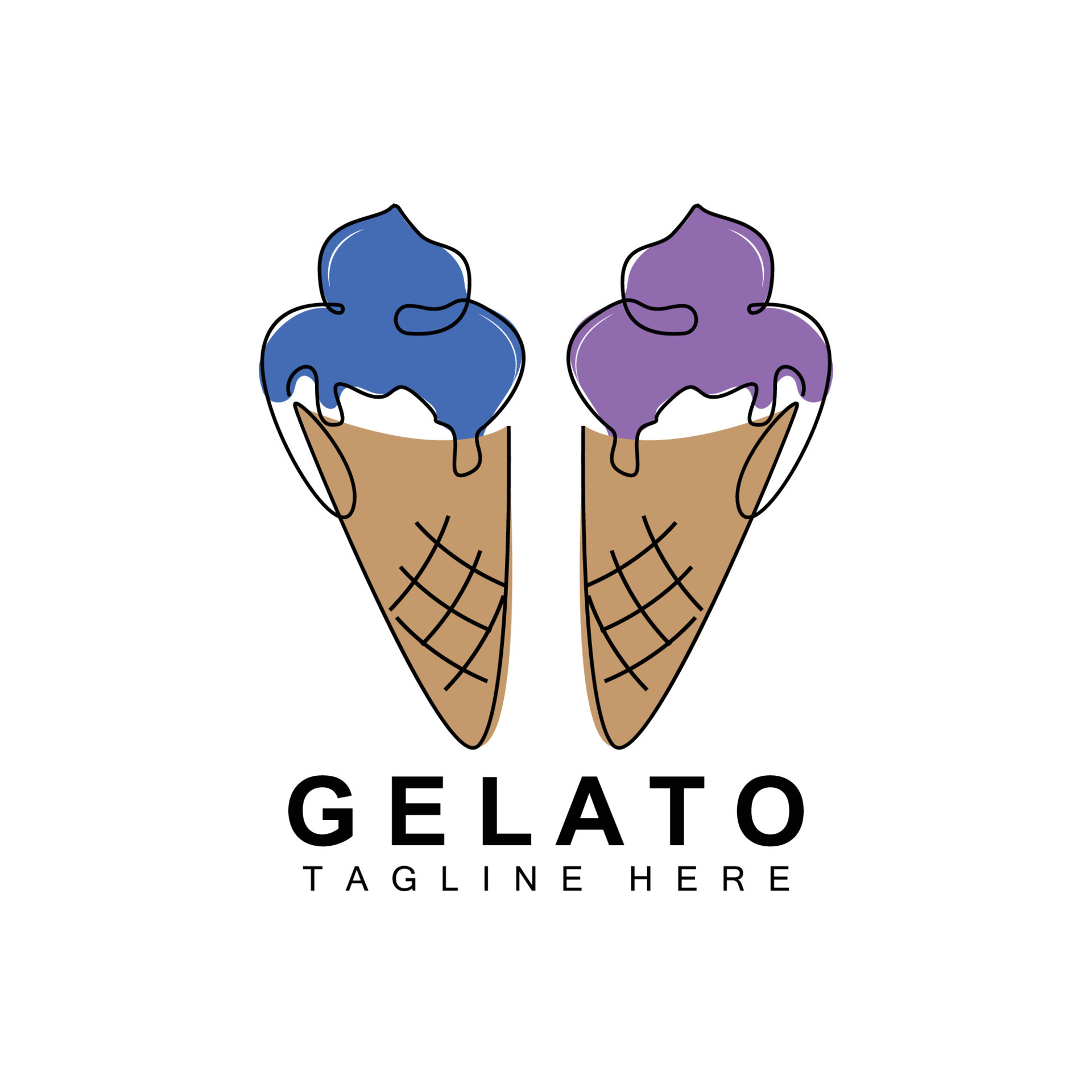 Ice Cream Gelato Logo Design Sweet Soft Cold Food Vector Brand make-fresh-and-healthy-breakfast-part-of-your-daily-diet-at-home-in