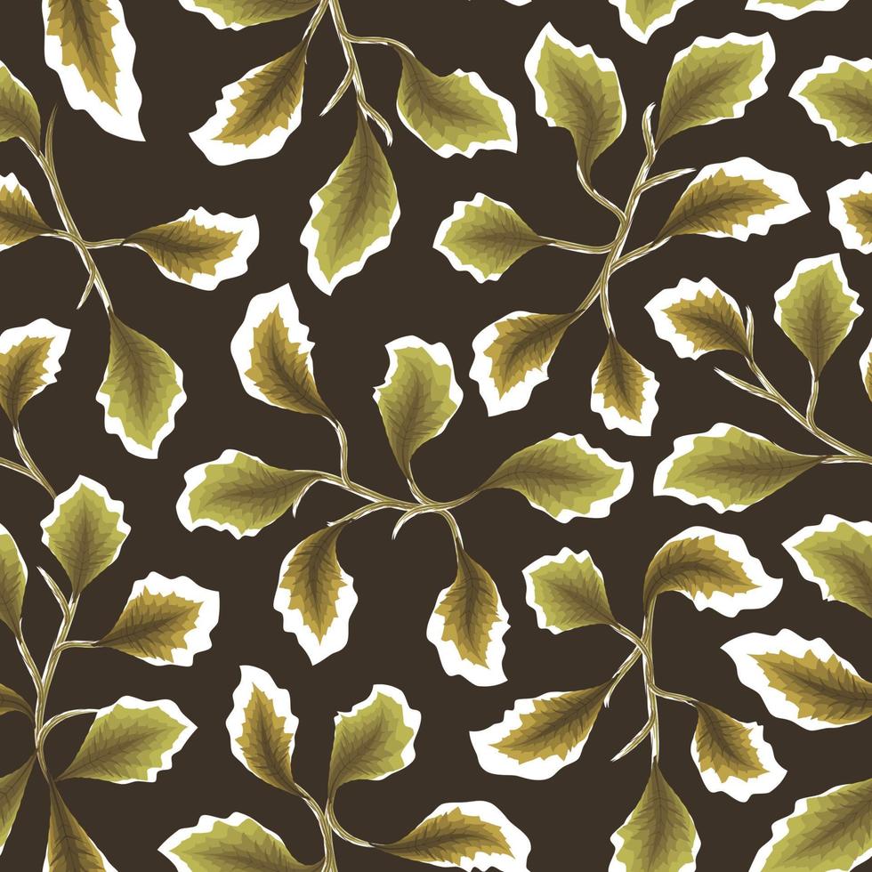 Tropical composition with green and yellow branched plants and leaves seamless pattern. Colorful tropical stylish. decorative wallpaper. tropical background. vector design. natural background. autumn