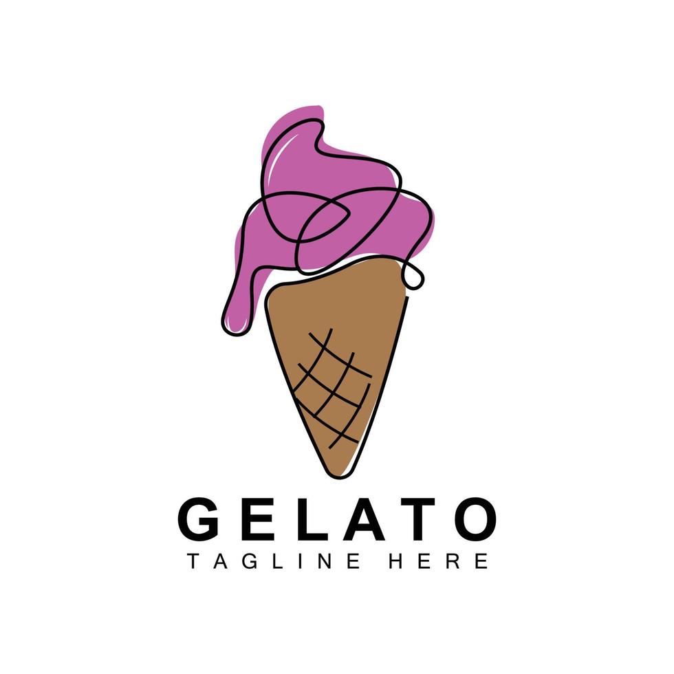 diseño de logotipo de helado, comida dulce y fría, productos de la empresa de marca vectorial vector