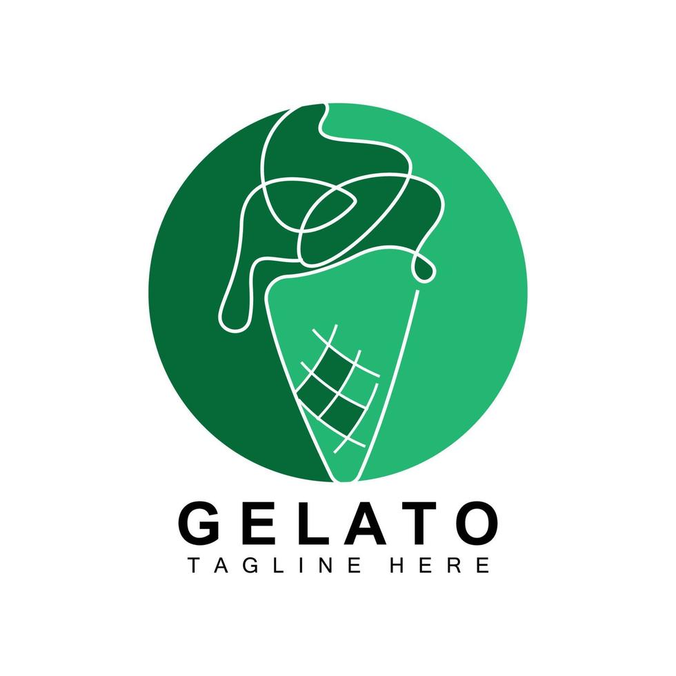 diseño de logotipo de helado, comida dulce y fría, productos de la empresa de marca vectorial vector