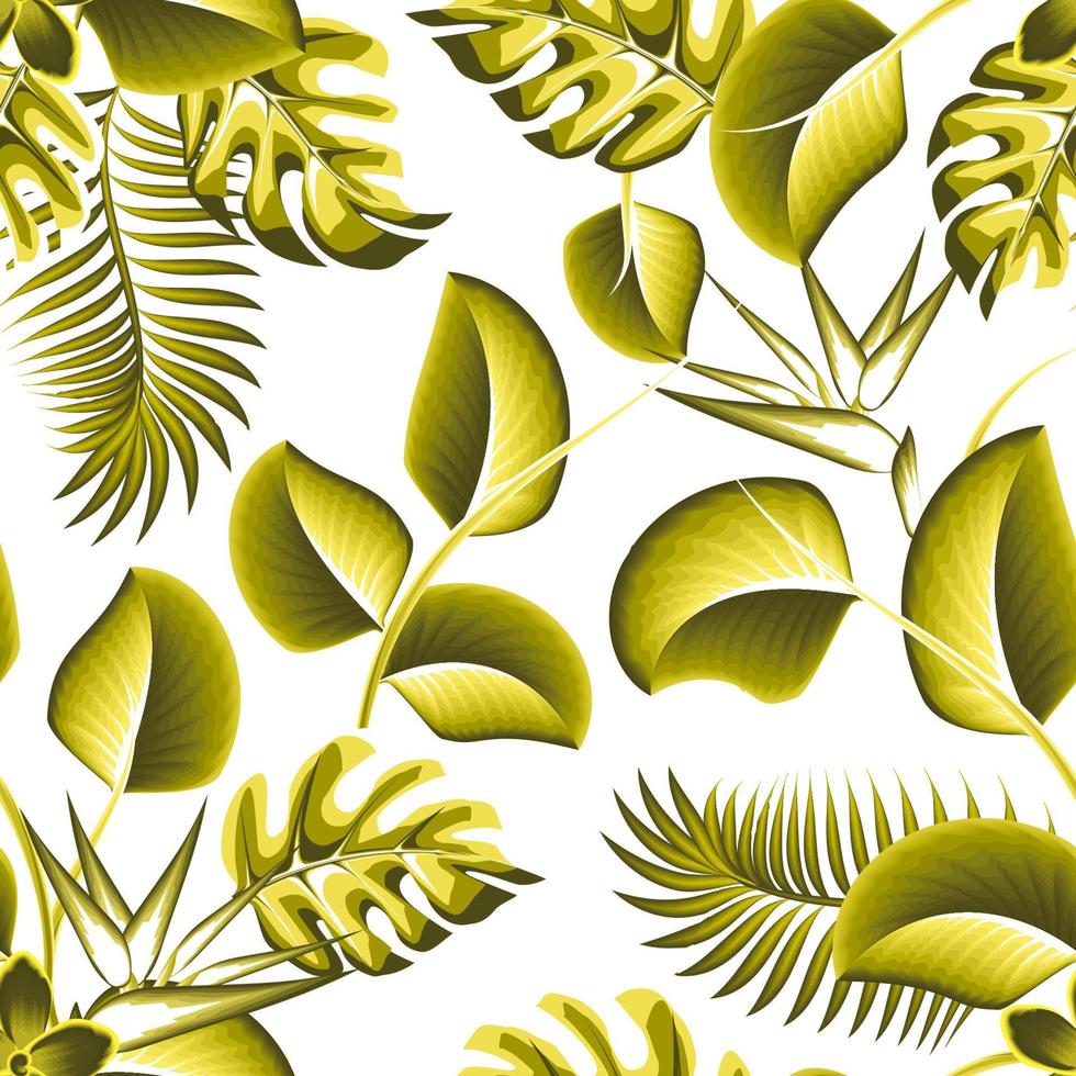 green light summer tropical seamless pattern with abstract plants on white background. Vector design. Jungle print. Floral background. tropical wallpaper. nature