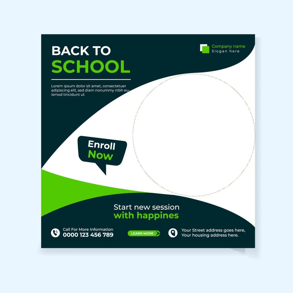 Back to school social media post design template vector