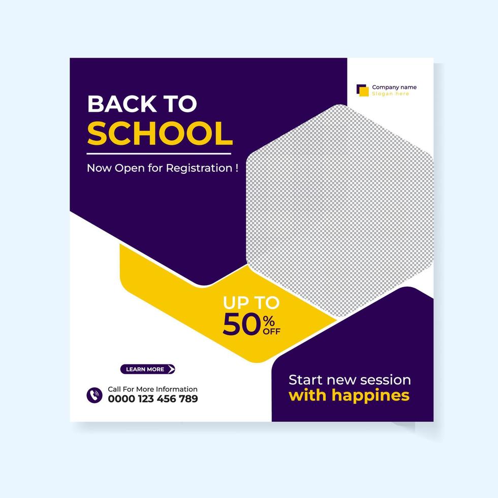Back to school social media post design template vector