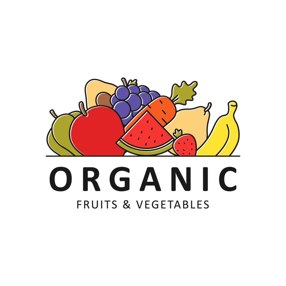Organic Fruits Vegetables Logo Template vector