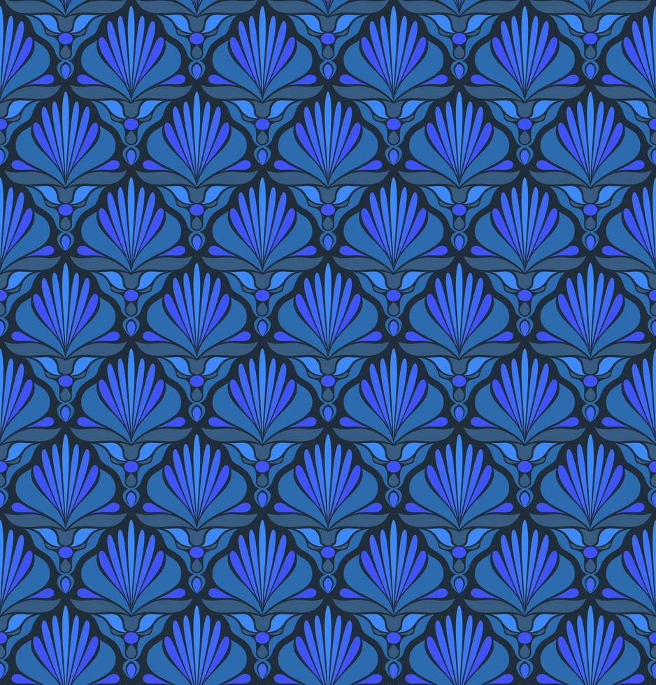 fondo de vector transparente en estilo art nouveau con elementos de planta azul