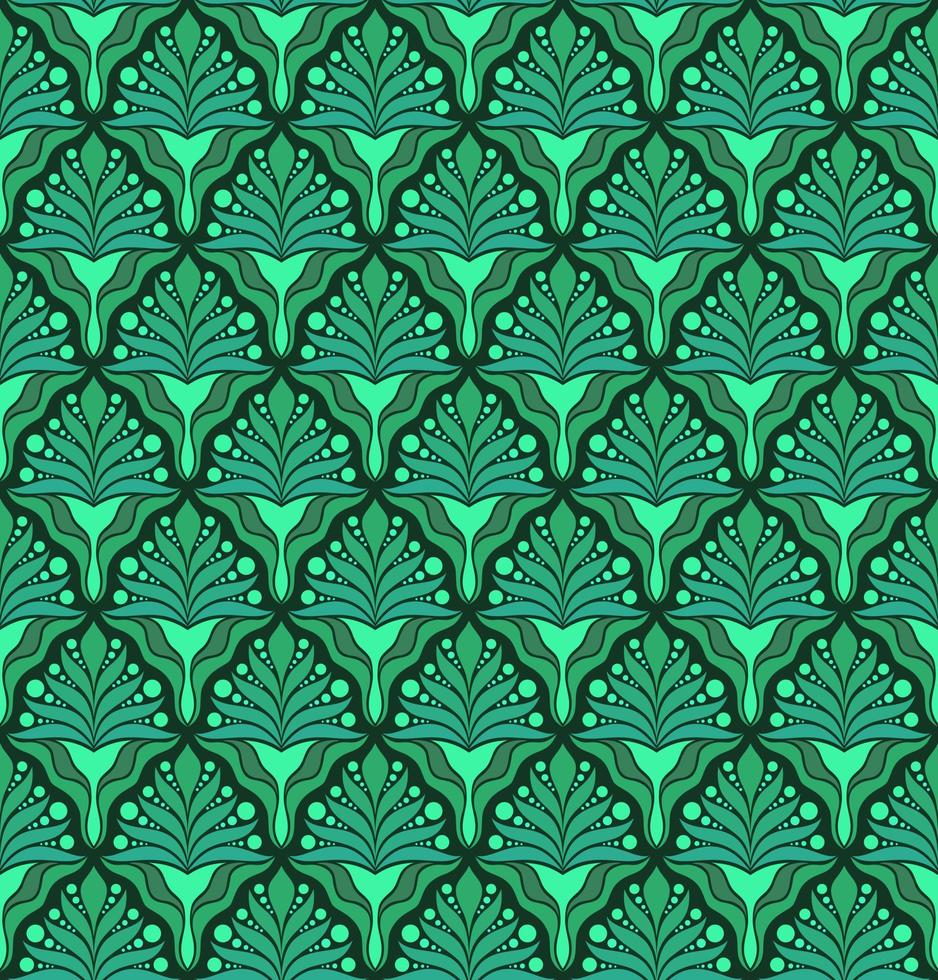 SEAMLESS VECTOR BACKGROUND IN ART NOUVEAU STYLE WITH MINT PLANT ELEMENTS