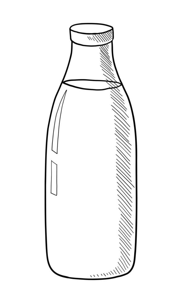 dibujo de contorno vectorial de una botella de leche sobre un fondo blanco vector